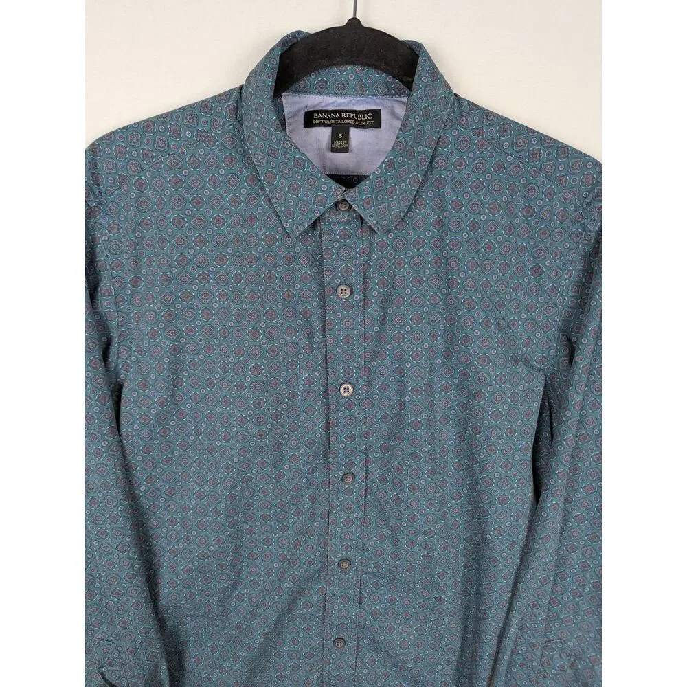 Banana Republic Green Patterned Tailored Slim Fit Shirt‎ Size Small